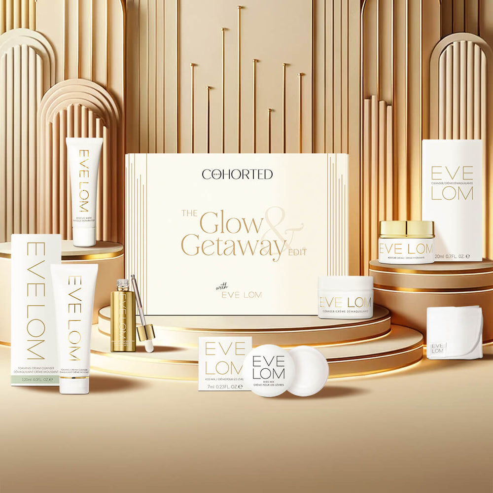 Cohorted, Eve Lom, Glow & Getaway, Beauty Box, Exclusive, Luxury, UK, Skincare, Cosmetics, Makeup, Gift